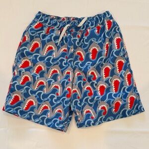 Hanna Andersson Blue and Red Shark Swim Trunks